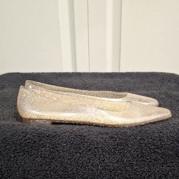 Clear Glitter Jelly Pointed-Toe Flats - 41 (8) - Picture 5 of 10